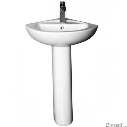 FA1241 ceramic pedestal basin corner installation
